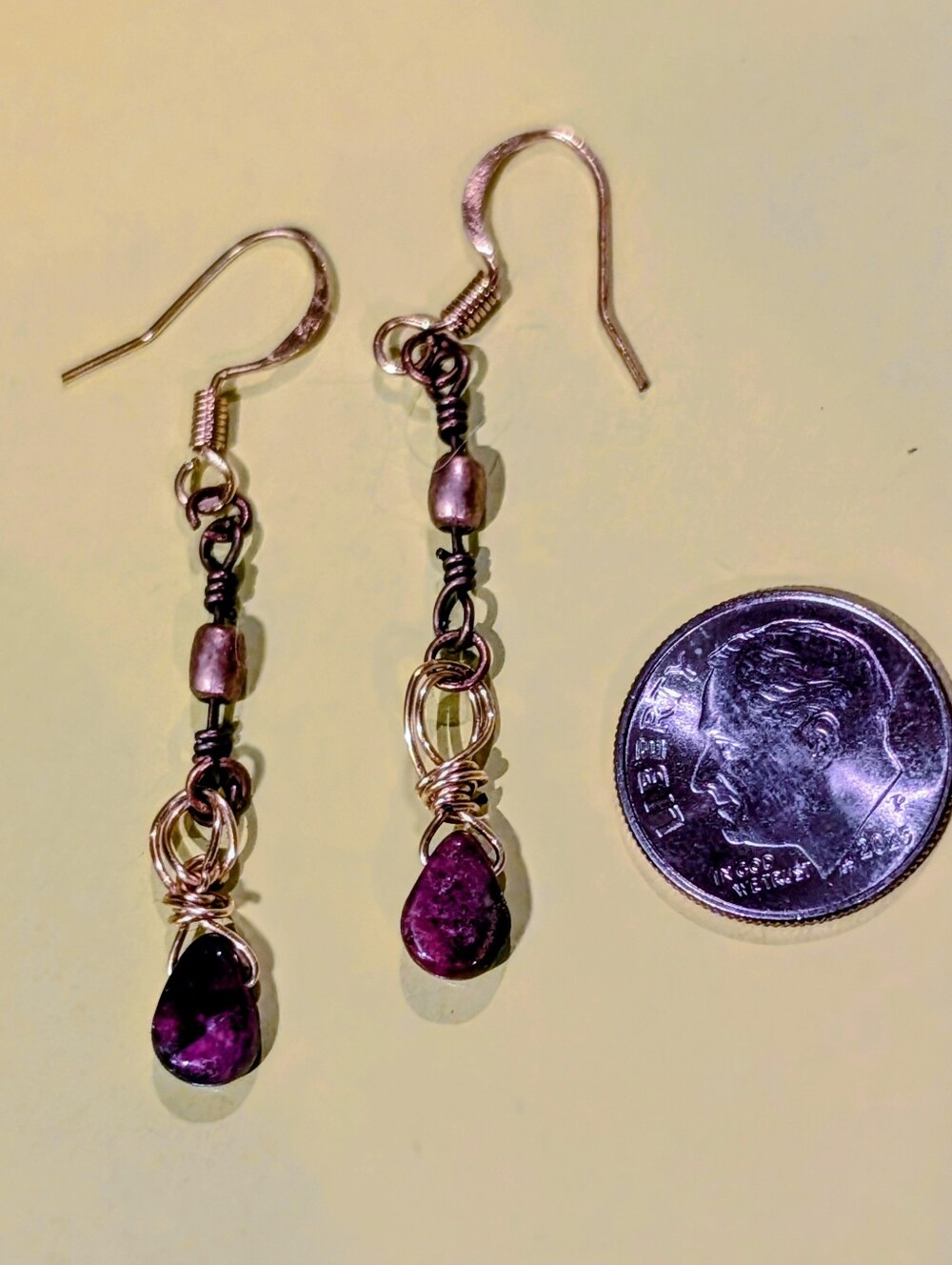 Handcrafted Watermelon Tourmaline Teardrop Wire-Wrap Earrings - Women Jewelry